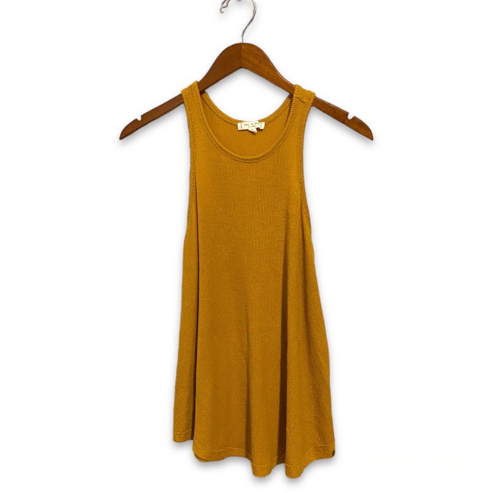 Day to Day Blu Pepper Mustard Yellow Ribbed Tank Top Womens Size Sm